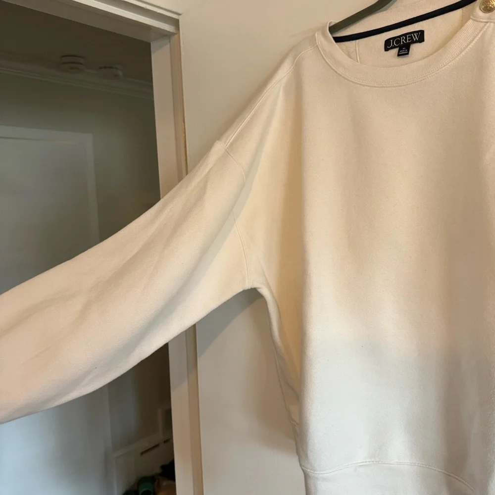 J. Crew Cream Sweatshirt with Button Details - Picture 4 of 7